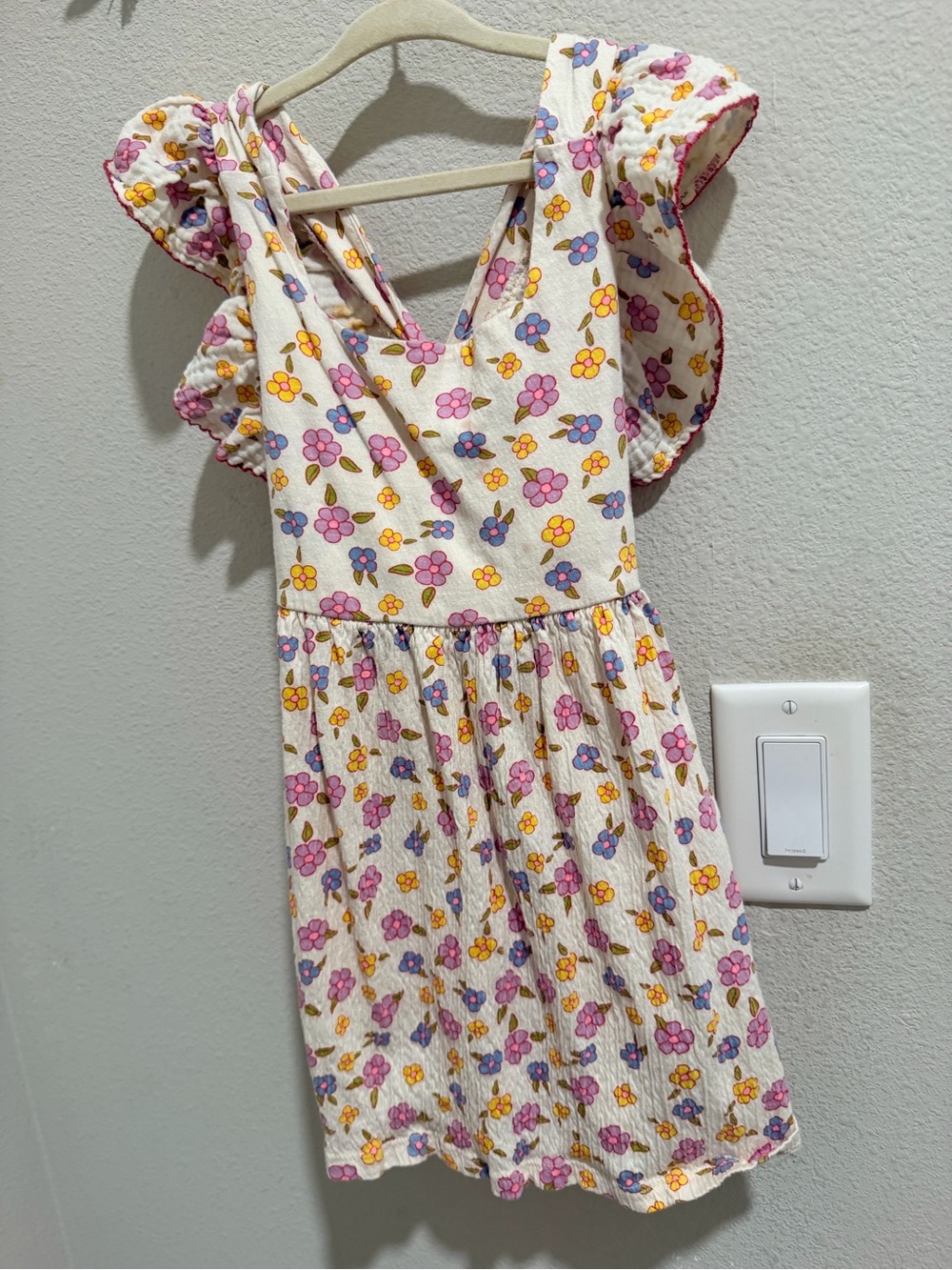 Zara White Dress with Pink, Yellow & Blue Floral Print